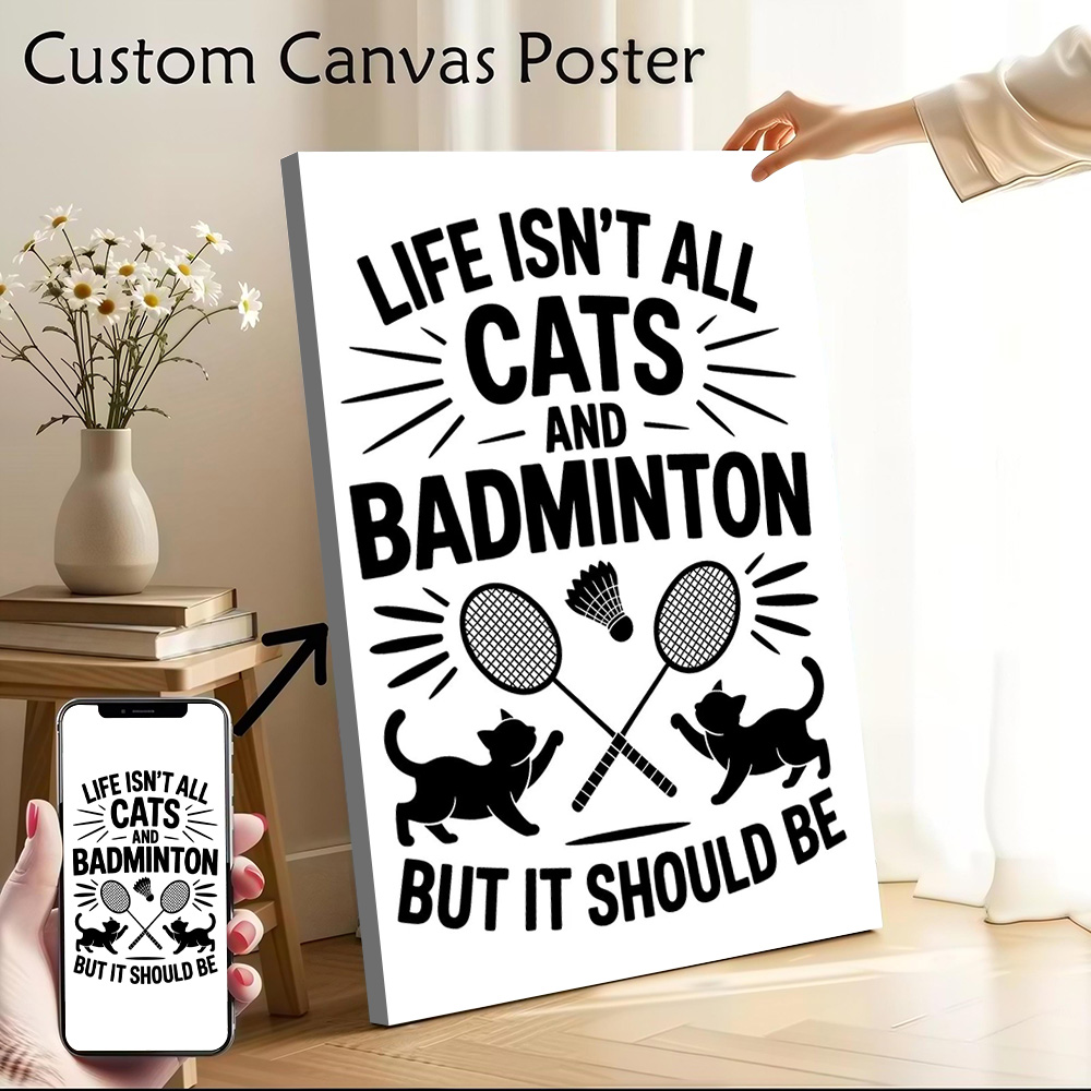 Badminton Quotes Funny - Katten en badminton grappig citaat canvas